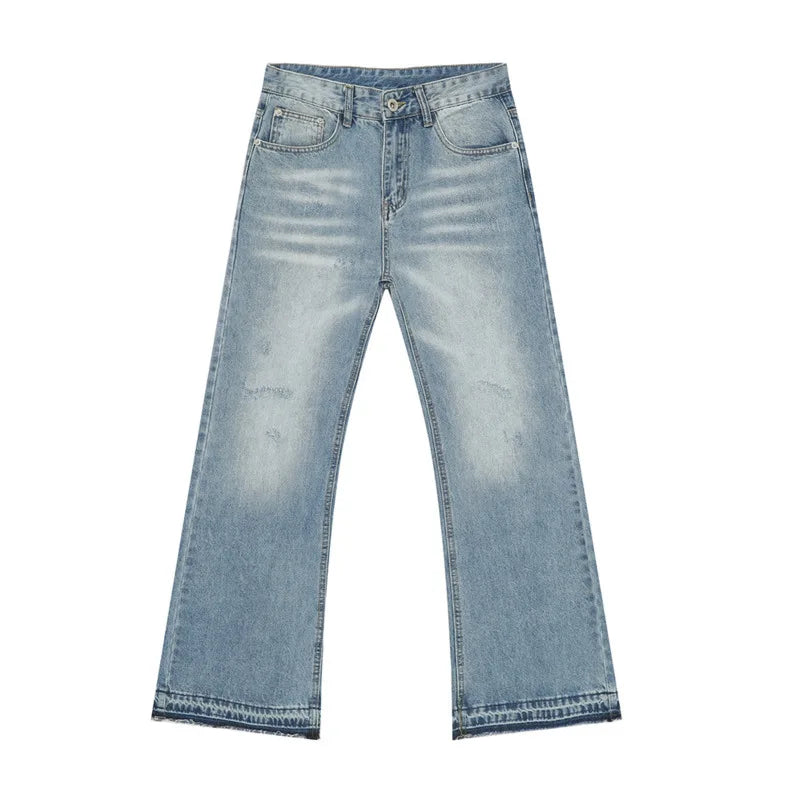 American Style Men's Denim Pants - Straight Leg Casual Jeans with Zipper | Wide Fit Comfortable Trousers for Summer | Perfect for Everyday Wear, Street Style & Casual Outings