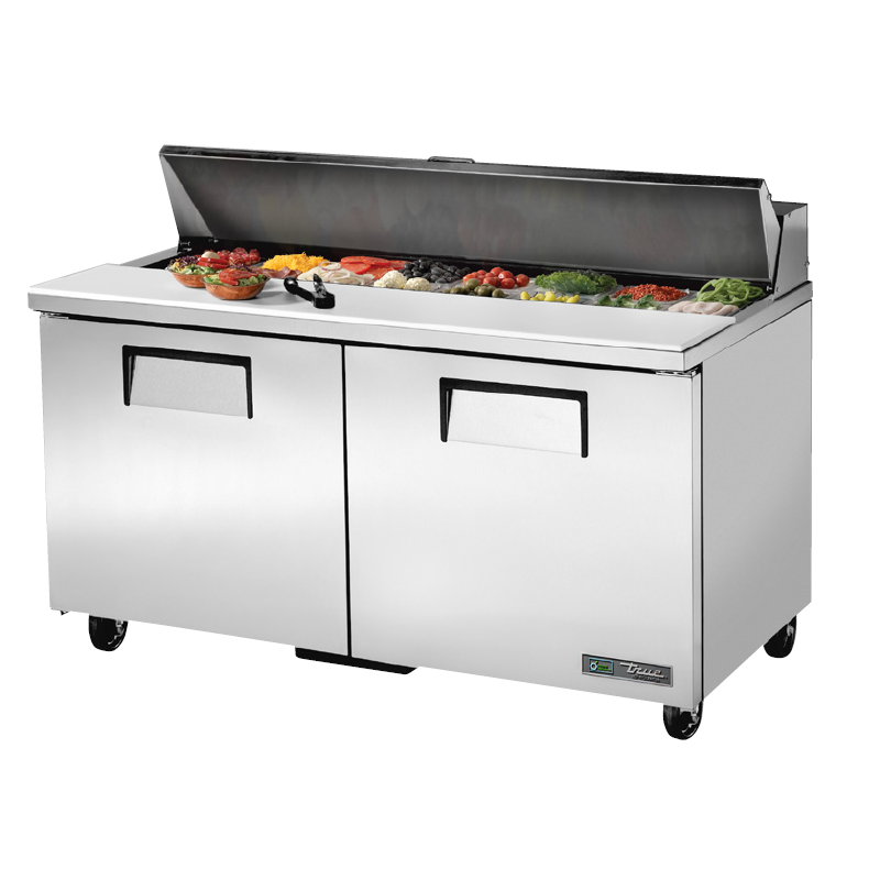 True 60 Sandwich & Salad 16 Pan Refrigerated Prep Table with 2 Doors - TSSU 60 16 - Perfect for Commercial Kitchens, Delis, and Cafes