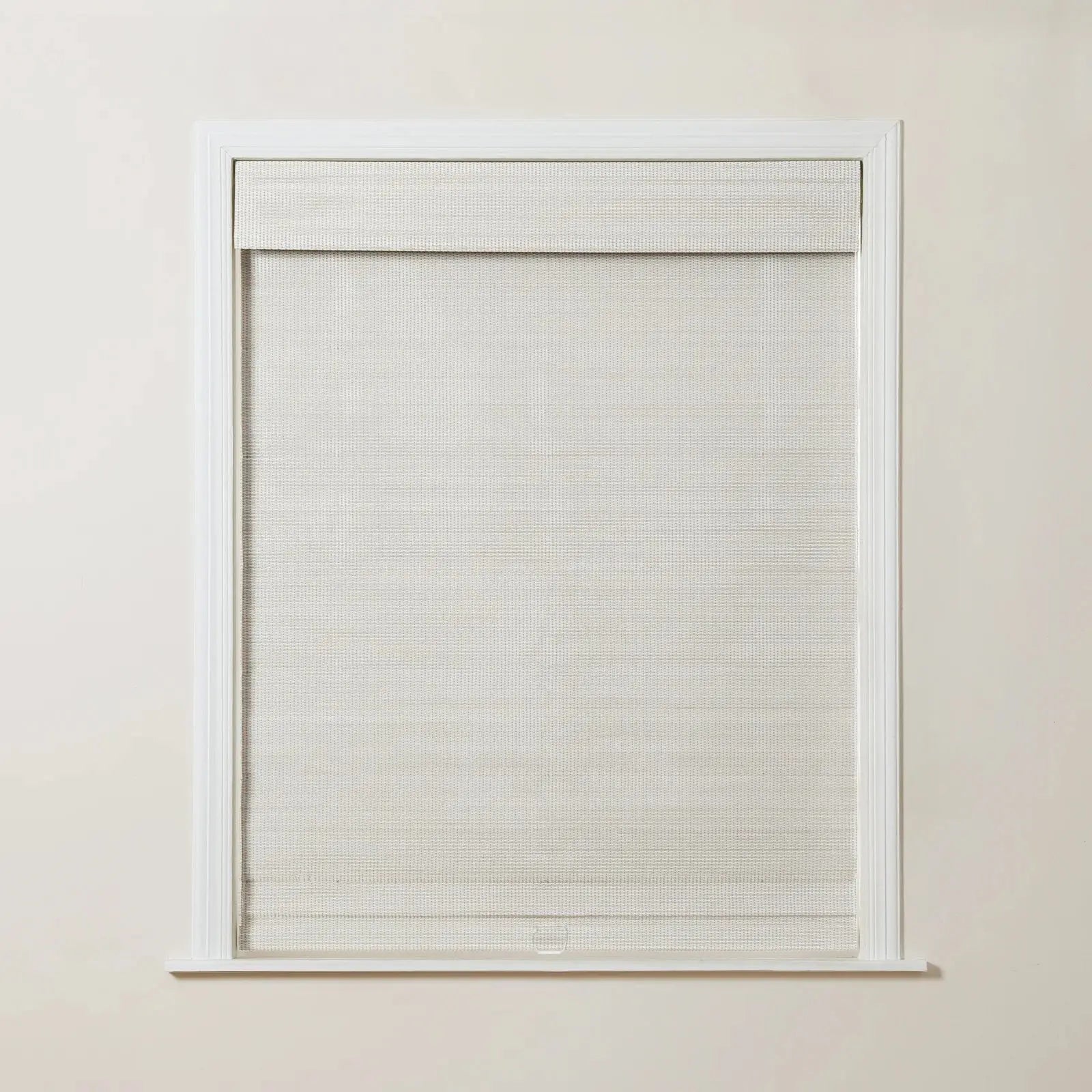 Sybil Bamboo Roman Shade - Natural Wall White Window Treatment for Living Room & Bedroom