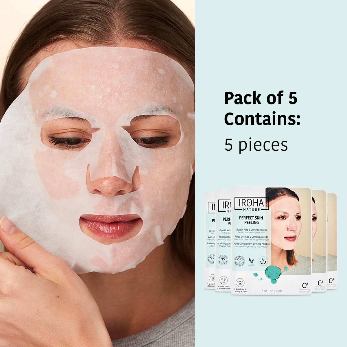 **Glycolic Acid Face Mask Pack of 5 - Exfoliating & Brightening Korean Sheet Mask for Glowing Skin | Vegan, Anti-Aging, Hydrating Skincare | Perfect for Self-Care, Spa Nights & Gifts for Women**