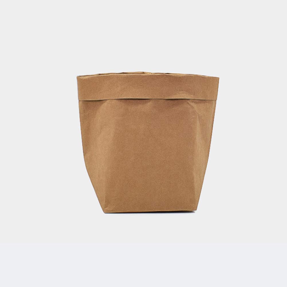 Eco-Friendly Hemoton Kraft Paper Flowerpot Bags - Washable Brown Grocery & Lunch Bags with Handles, Decorative Paper Containers for Plants, Small Trash Can & Home Decor | Perfect for Gardening, Shopping & Office Organization