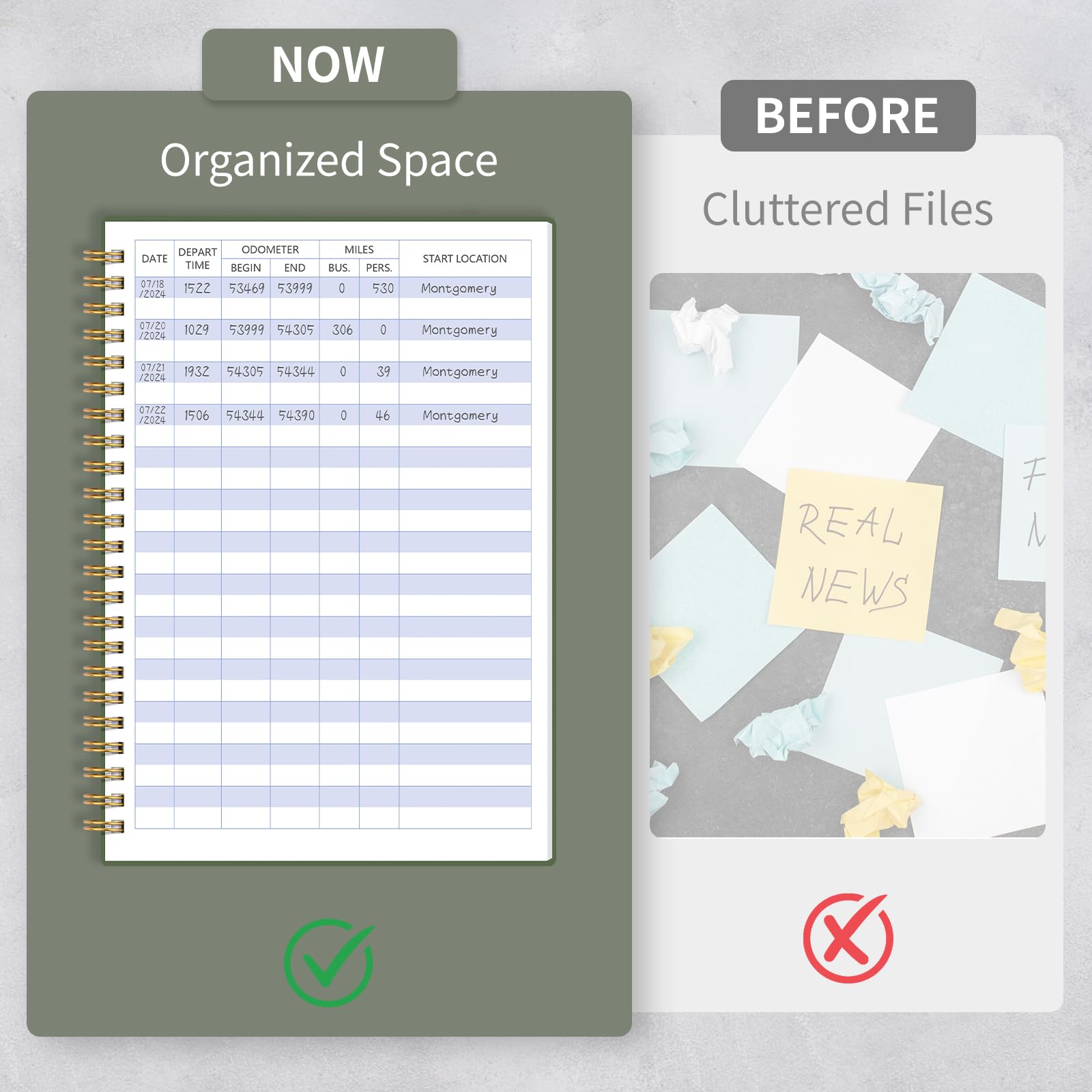 Auto Mileage Log Book for Car & Vehicle Maintenance - 6.1×8.4