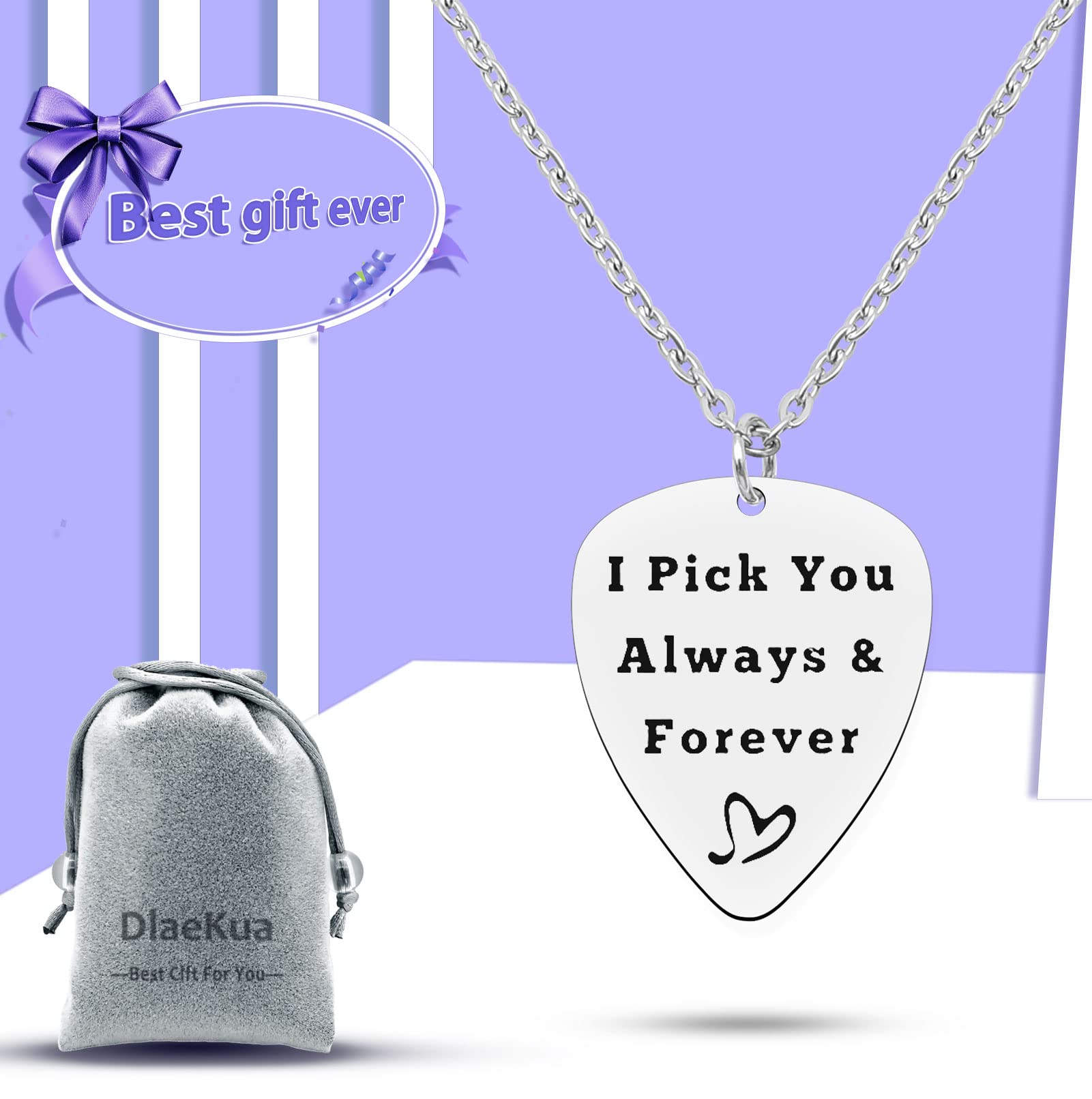 Stainless Steel Guitar Pick Pendant Necklace - Unique Musical Jewelry Gift for Guitar Players, Men & Women - Perfect for Birthday, Christmas, Anniversary - Great for Concerts, Music Lessons & Everyday Wear