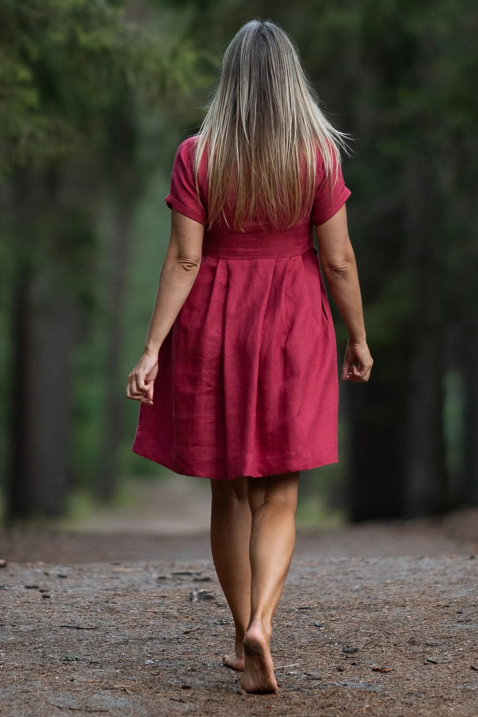 LAURA Linen Button Down Dress in Raspberry - Flowy Casual Summer Dress for Women, Perfect for Beach, Brunch & Office Wear
