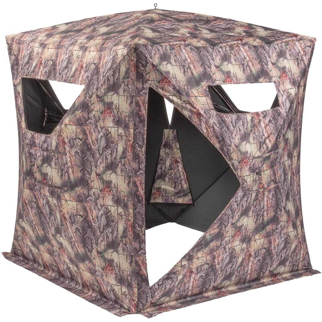 Shawnee 1-2 Person Ground Blind with Slide Windows & Brush Holders - Dirt Road Camo Hunting Blind for Deer, Turkey & Waterfowl | Portable Hunting Shelter for Field & Forest