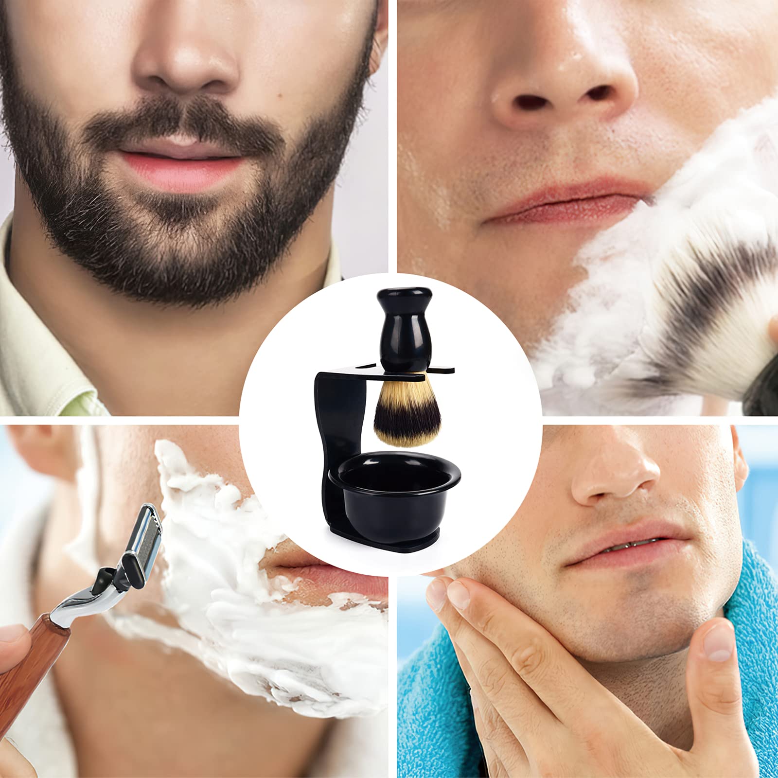Premium 3-in-1 Shaving Kit with Badger Hair Brush, Lathering Bowl & Stand - Perfect Gift Set for Men (Father, Husband, Boyfriend) - Birthday, Valentine's Day & Grooming Essentials for Wet Shaving Enthusiasts