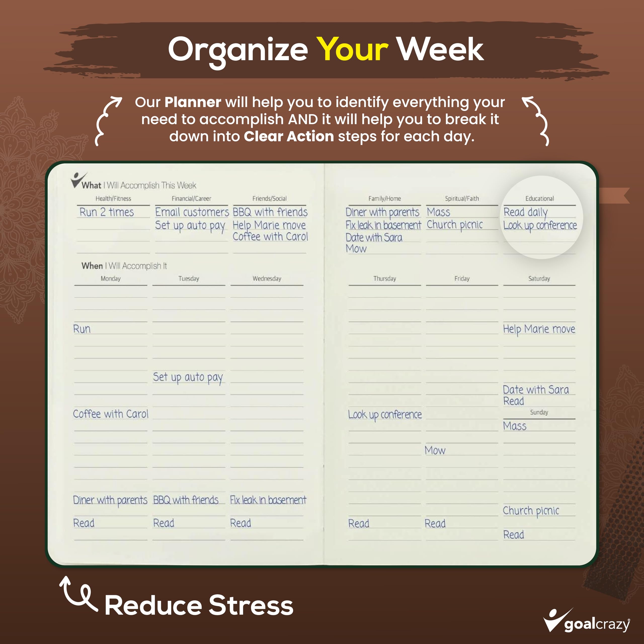 90-Day Undated Planner - Leather Journal for Productivity & Goal Setting | Work & Life Organization