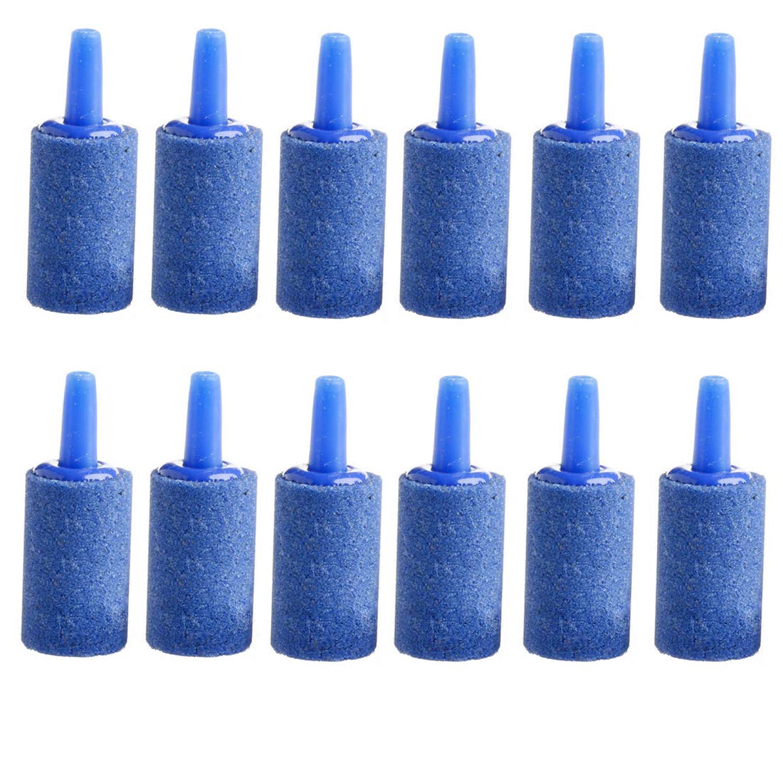 12Pcs Blue Cylindrical Air Stone Bubble Diffuser for Aquarium Fish Tank Pump - Enhance Oxygenation for Healthy Fish & Plants | Perfect for Freshwater & Saltwater Tanks, Hydroponics, and Pond Aeration