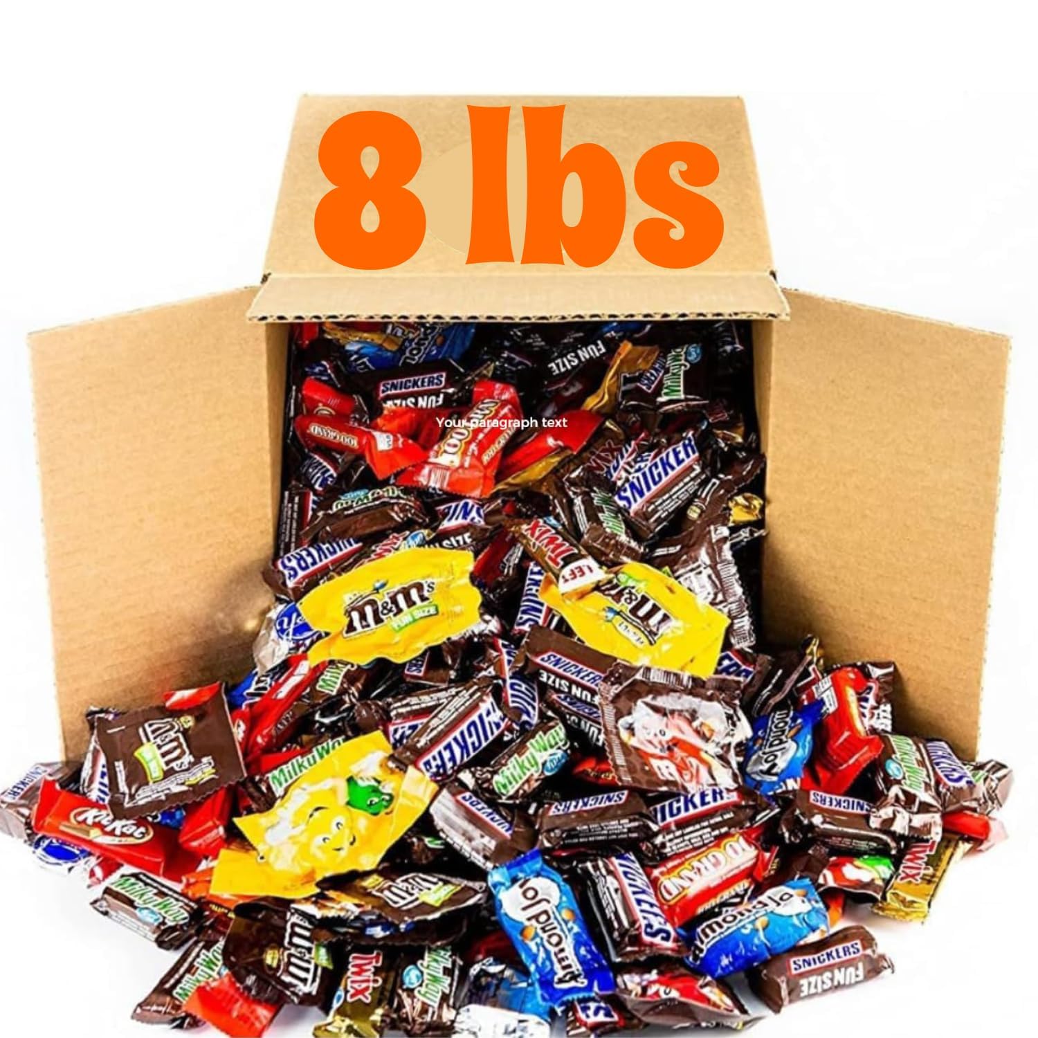8.0lb Bulk Chocolate Candy Variety Pack - Fun Size Individually Wrapped Assortment for Halloween, Christmas, Party Favors & Office Gifts - Perfect for Holidays, Events & Corporate Treats