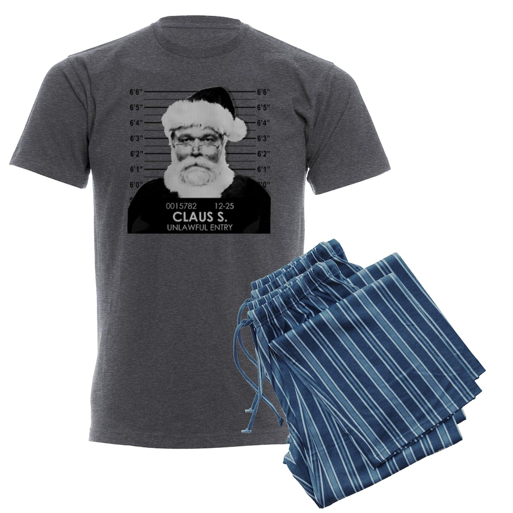 Santa Mugshot Men's Light Pajama Set - Charcoal Novelty Sleepwear for Christmas | Cozy Lounge & Holiday Gift for Him