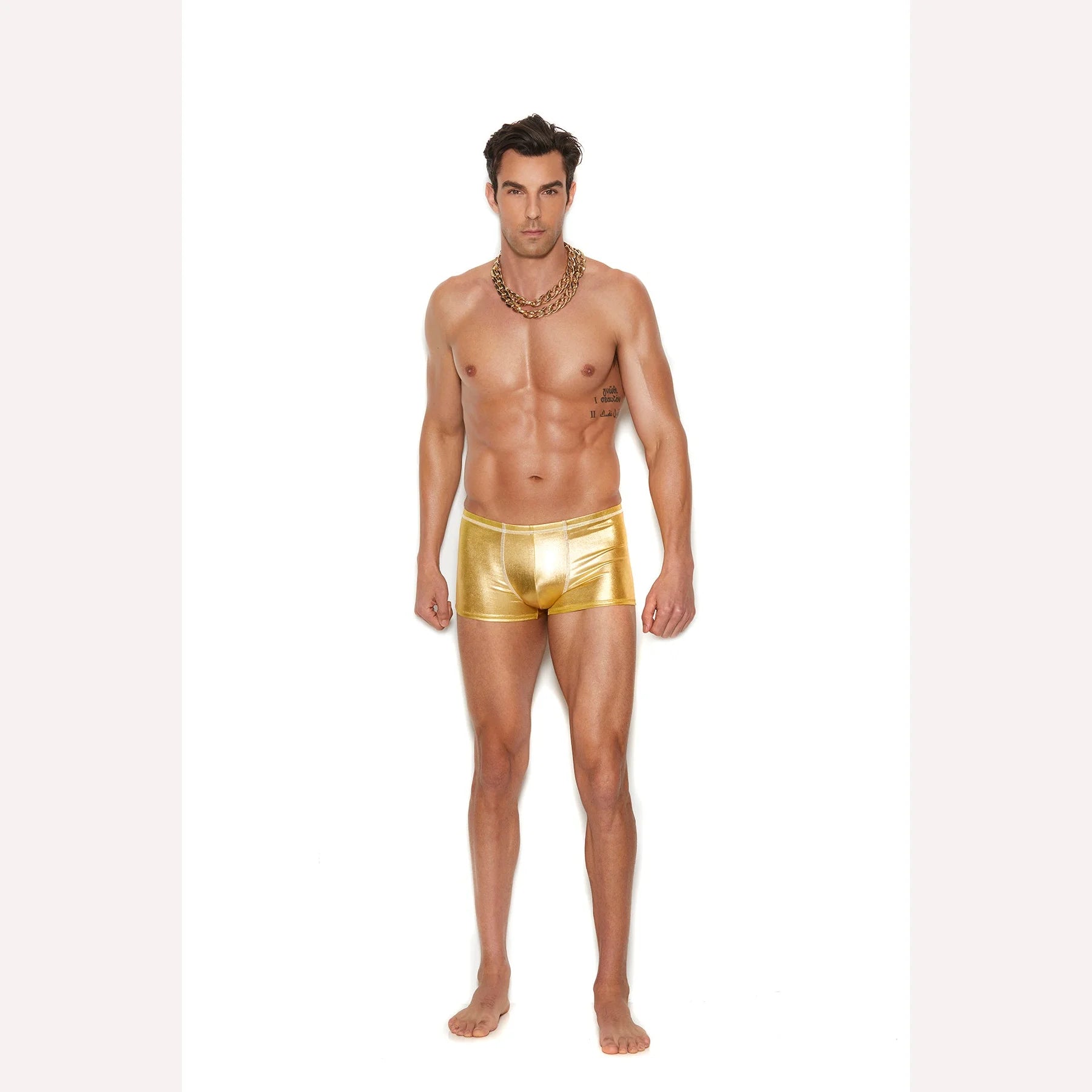 Men's Gold Lame Boxer Briefs - Soft Stretch Underwear for Comfort & Style - Perfect for Sleepwear, Loungewear & Everyday Wear (Size S/M)
