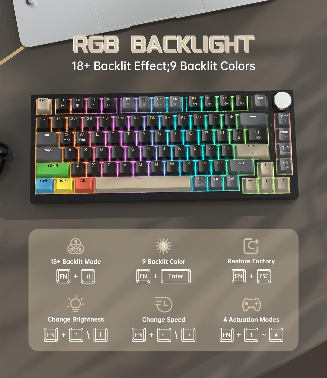 LexonElec K85 Magnetic Switch Mechanical Keyboard with Coiled Cable - RGB Backlit, Hot-Swappable for Windows & Mac (Pro Black) - Perfect for Gaming, Typing & Office Work