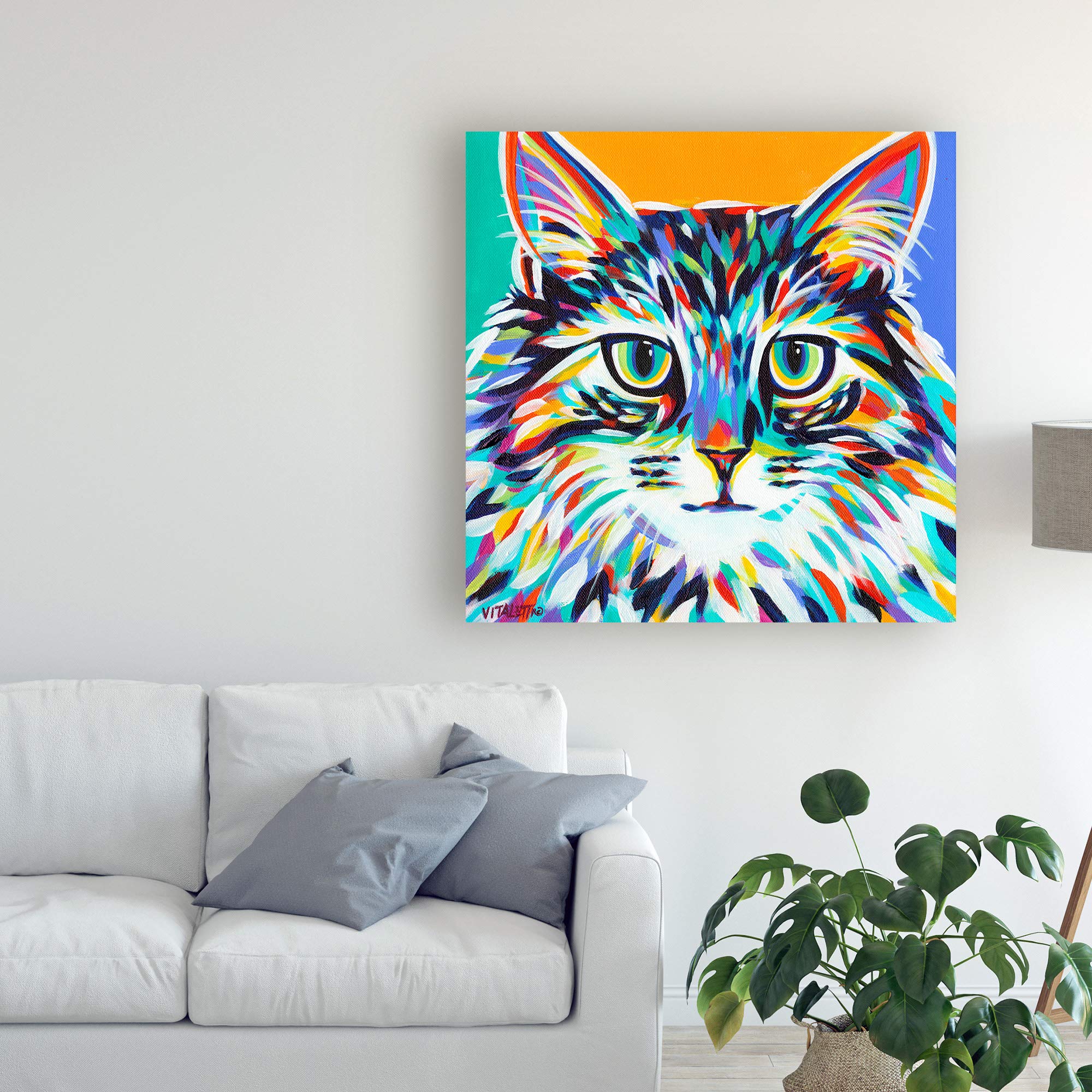 Carolee Vitaletti Dramatic Cats I Fine Art Print - 18x18 Inches - Modern Home Decor for Living Room, Bedroom & Office