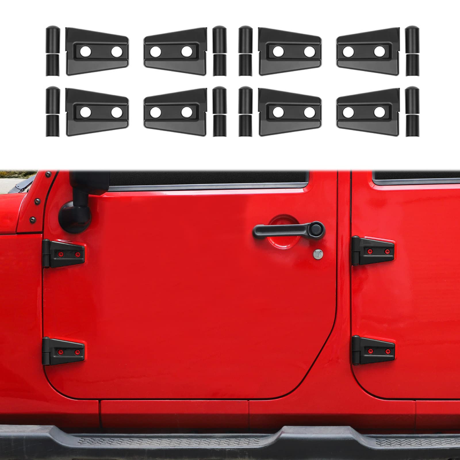 JeCar Matte Black Door Hinge Cover Trim - Exterior Accessories for 2007-2018 Jeep Wrangler JK JKU (Sport, Rubicon, Sahara) | Durable Protection & Stylish Upgrade for Off-Road Adventures
