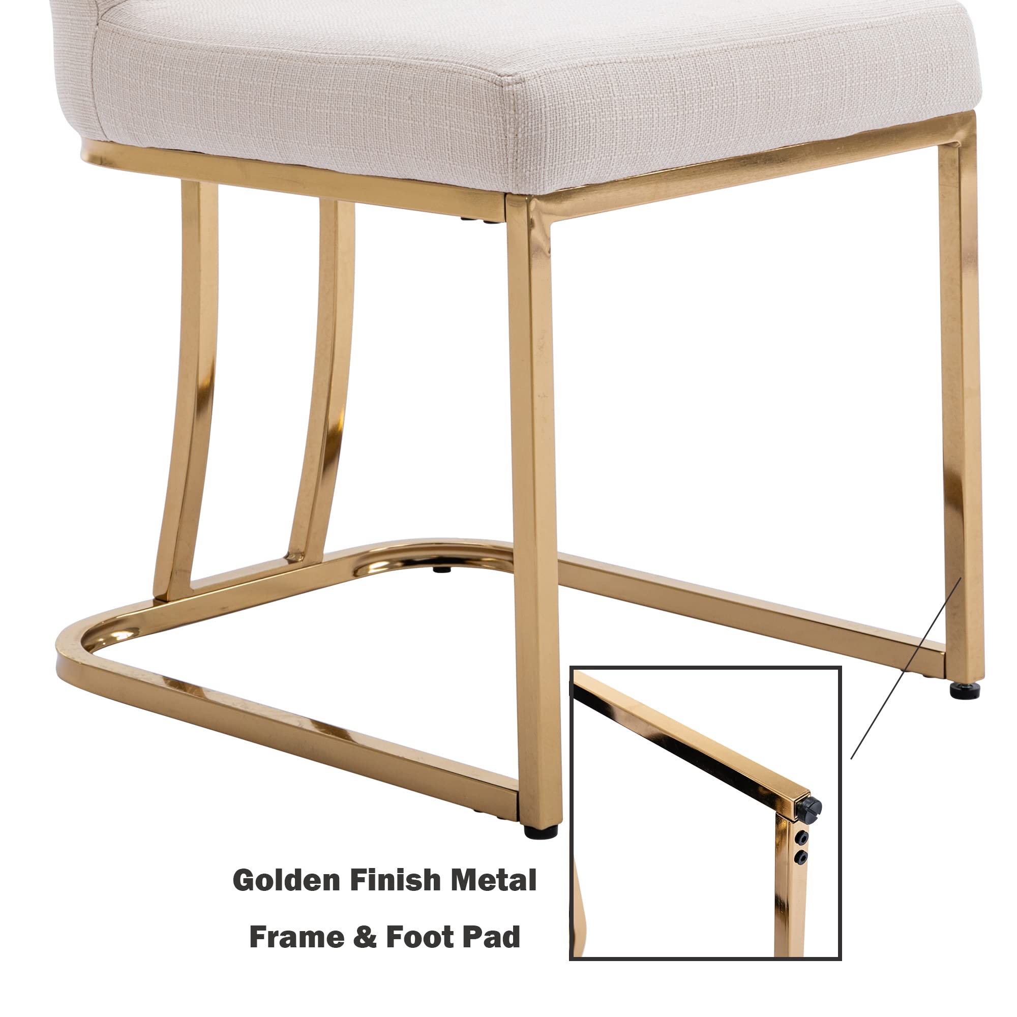 2 Piece Modern Linen Dining Chair Set - High Back Upholstered Armless Side Chairs for Dining Room & Living Room - Cream Fabric Seating - Perfect for Small Spaces, Breakfast Nooks & Contemporary Home Decor