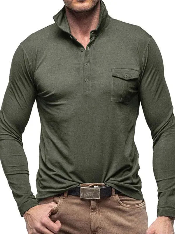 Premium Men's Long Sleeve Polo Shirt - Breathable Cotton, Slim Fit, Business Casual Wear - Perfect for Office, Golf & Outdoor Activities