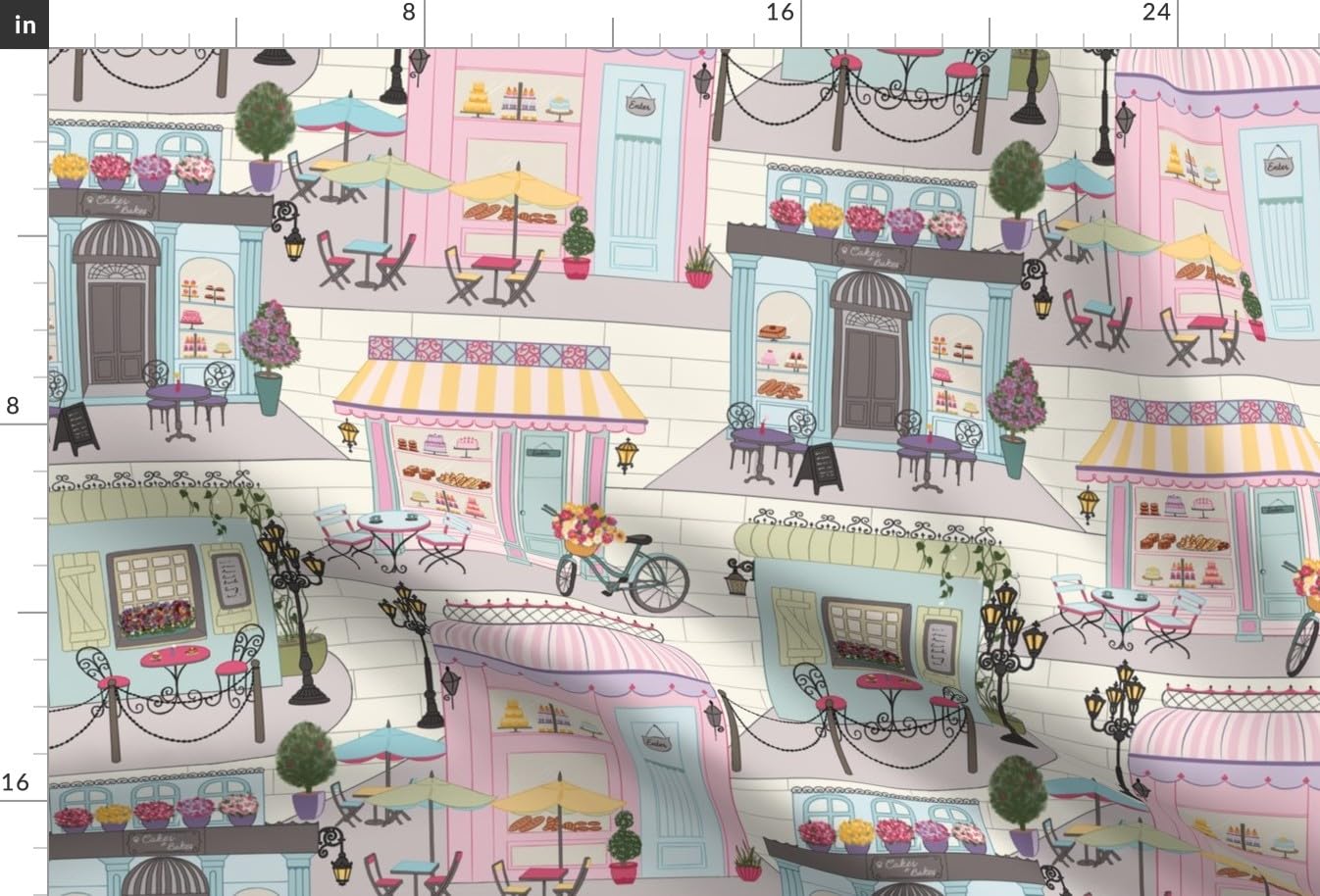 Pretty Pastel Cafes Printed Minky Fabric Fat Quarter - Soft Plush for Sewing Baby Blankets & Quilt Backing - DIY Nursery Decor & Cozy Home Projects