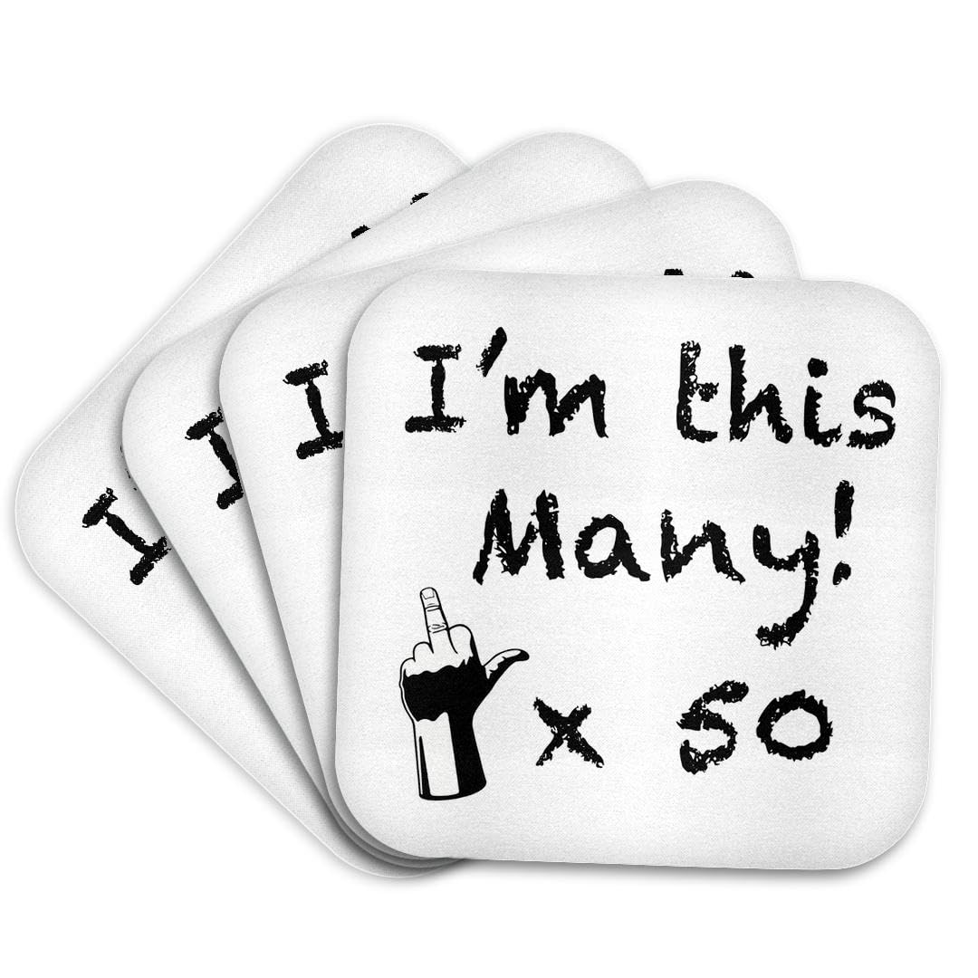 3D Rose Happy 50th Birthday Soft Coasters Set of 4 - Funny 
