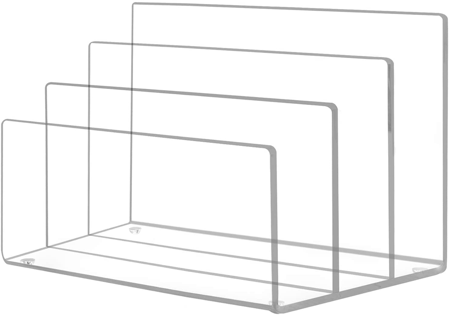 KTRIO 3-Section Clear Acrylic File Holder - Desk Organizer for Documents, Mail, Envelopes & Electronics | Perfect for Office, Home & School Organization