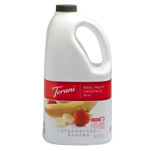 Torani Real Fruit Smoothie Strawberry Banana Mix 64 oz - Delicious Fruit Smoothie Syrup for Coffee, Tea, Yogurt & Desserts - Perfect for Home, Cafe & Restaurant Use