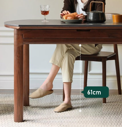Premium Black Walnut Solid Wood Folding Round Dining Table - Handcrafted Natural Wood Table for Kitchen, Dining Room, Small Space & Outdoor Entertaining