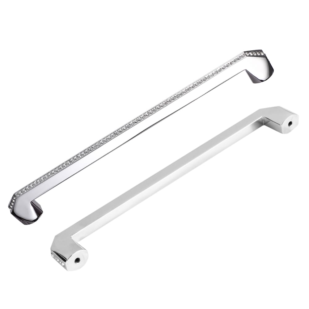 Modern Crystal Cabinet Knobs & Pulls - 2 Pack Silver Kitchen Hardware for Drawers & Furniture