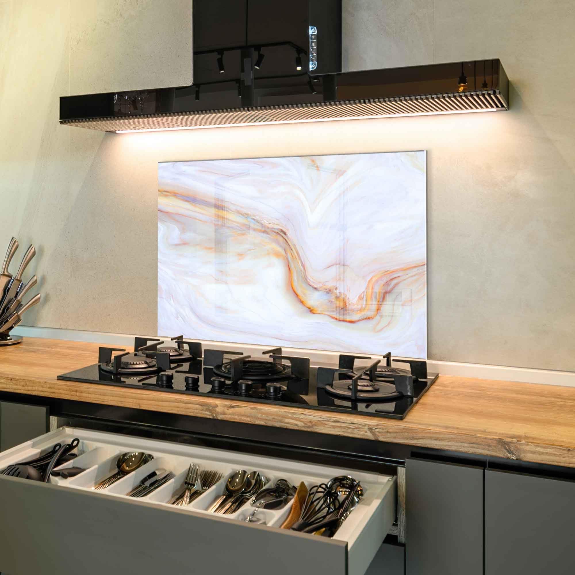 **Tempered Glass Kitchen Backsplash - 30x17.7 Inch (76x45cm) Stove Top Cover, Splash Guard for Sink, Heat & Stain Resistant Wall Tile - Perfect for Modern Home Decor & Easy Cleaning**    *(Use Cases: Ideal for protecting walls from grease, water splashes, and heat damage while adding a sleek, stylish touch to your kitchen.)*