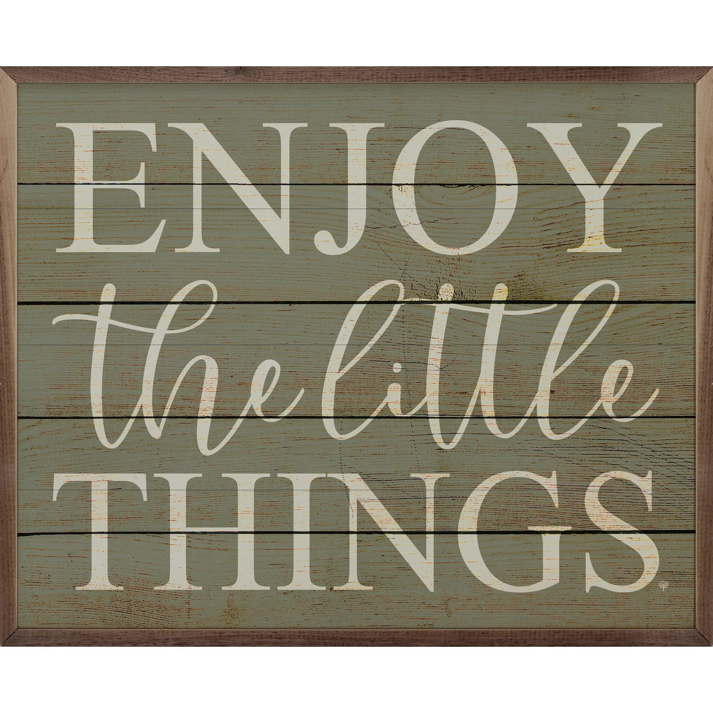 Enjoy The Little Things Green Wood Framed Print - Inspirational Wall Art for Home, Office & Gift Giving - Perfect for Living Room, Bedroom Decor