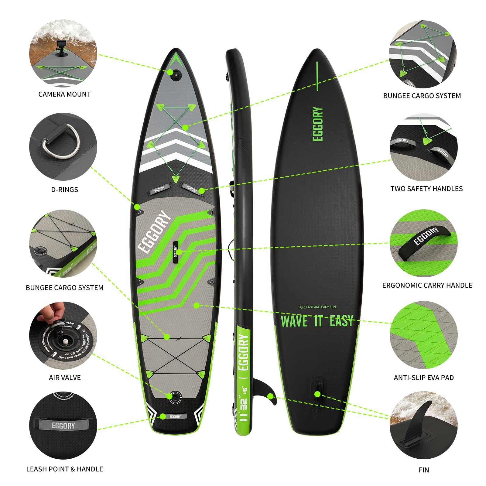 Inflatable Stand Up Paddle Board with Full Accessories - 335 x 81 x 15cm, Max 170kg Capacity - SUP Board for Yoga, Fishing & Family Water Sports