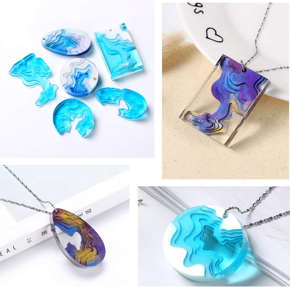 3-Piece Island Resin Mold Set for DIY Jewelry Making - Silicone Pendant, Earring & Keychain Casting Molds with Holes & Pipettes - Perfect for Necklaces, Crafts & Home Decor