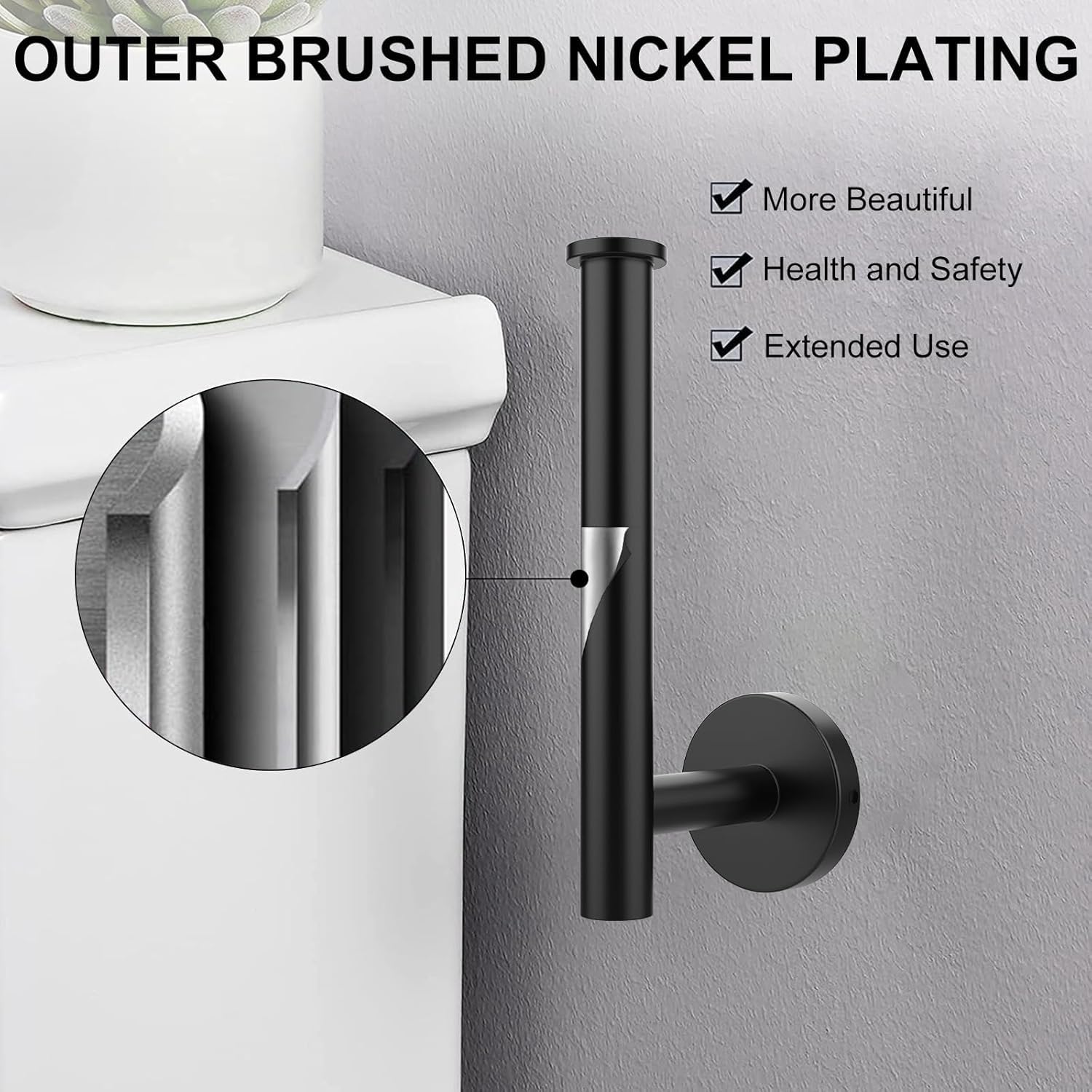 SetSail Matte Black 304 Stainless Steel Wall Mount Toilet Paper Holder - Bathroom Tissue Roll Holder with Drill Hole Installation - Durable Bathroom Hardware Accessory for Home, Office & RV Use