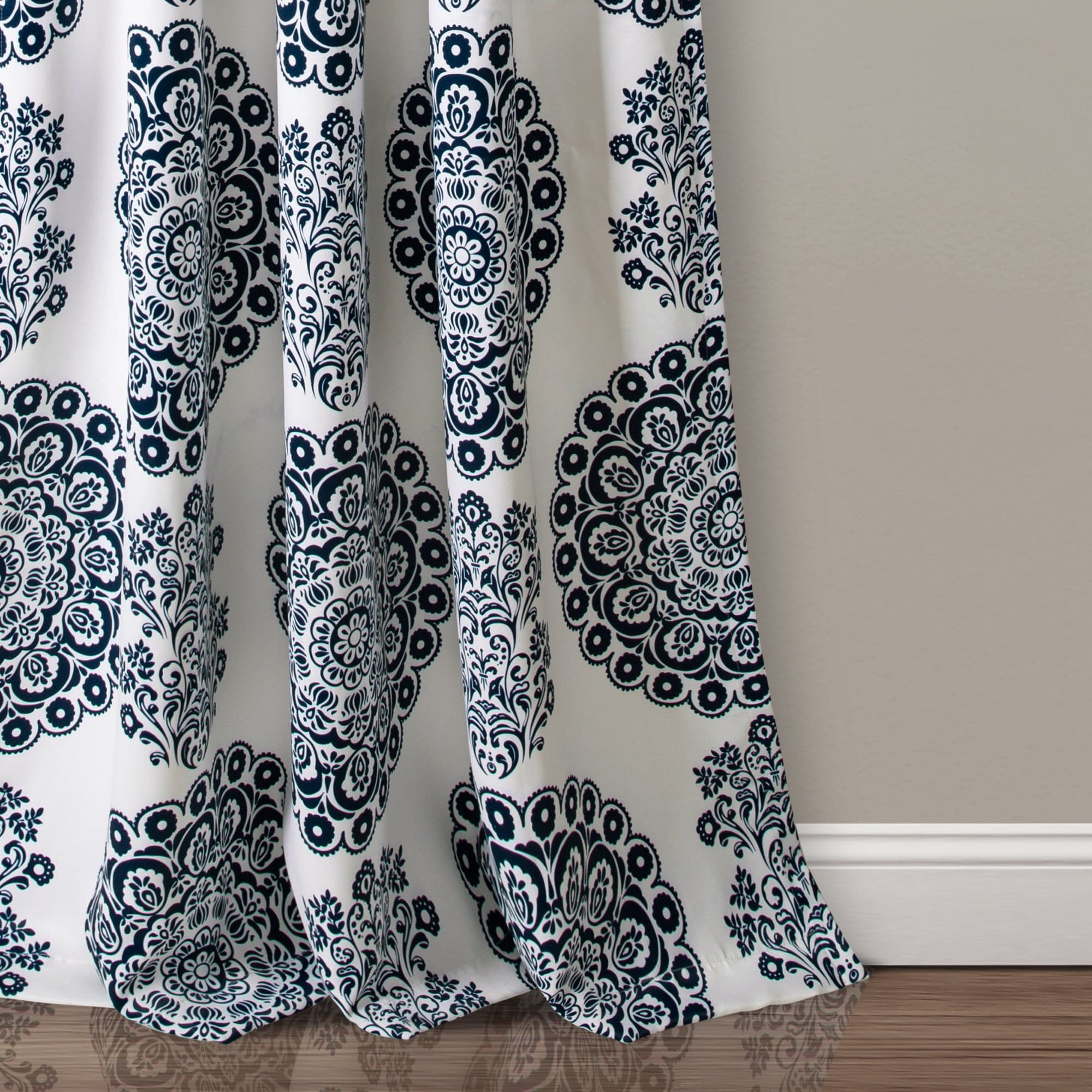 Evelyn Medallion Light Filtering Window Curtain Set - Sheer Elegant Drapes for Living Room & Bedroom - Soft Sunlight & Privacy Control