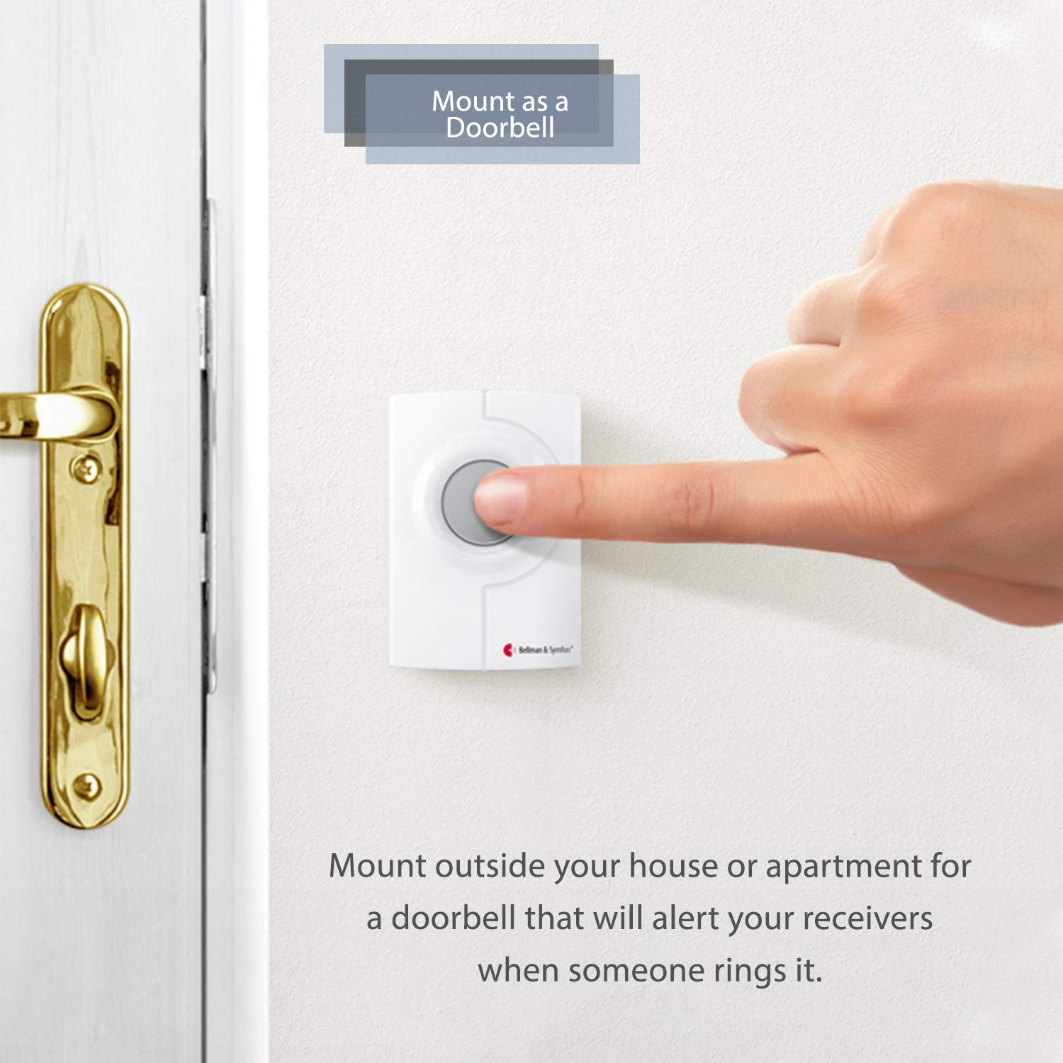 Bellman & Symfon Wireless Alarm for Deaf & Hard of Hearing - Push Button Alert System with Flashing Light & Phone Cable - Smart Home Safety Device for Bedroom, Office & Elderly Care