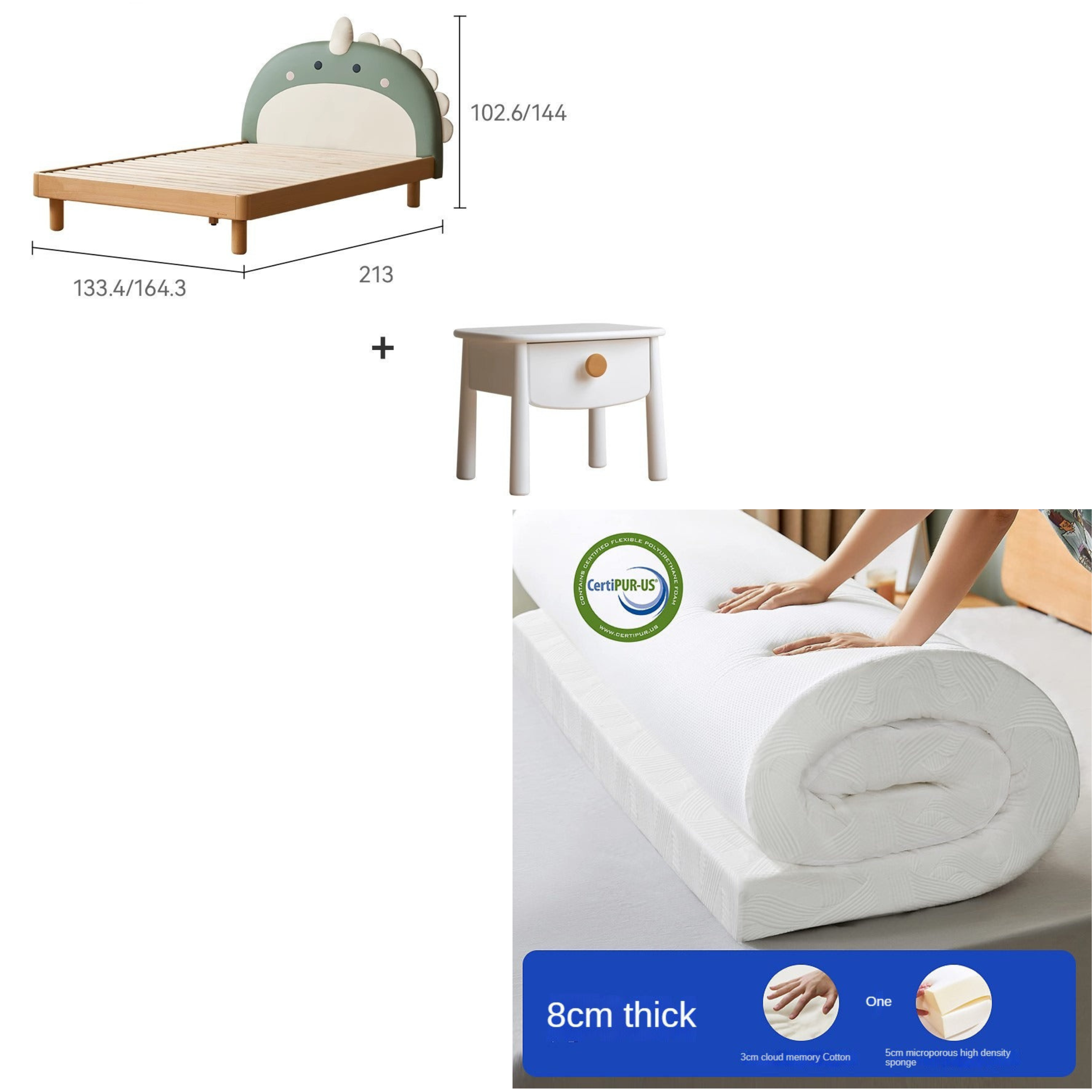 Organic Leather Kids Dinosaur Bed - Cartoon Themed Toddler Bed for Boys & Girls | Perfect for Nursery, Bedroom Decor and Playroom Fun