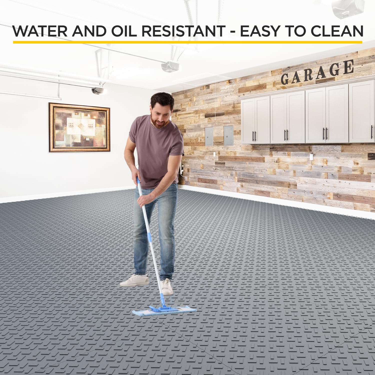 Interlocking Garage Floor Tiles - 48 Pack of 12x12 Inch Anti-Slip, Oil & Stain Resistant Tiles with 40,000 lbs Load Capacity (Gray) - Perfect for Home Garages, Workshops & Commercial Spaces