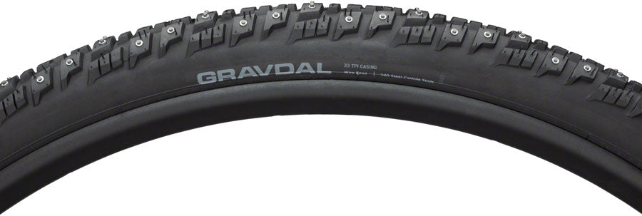 45NRTH Gravdal 650B x 38 Gravel Bike Tire - Clincher, Steel Bead, Black, 33 TPI with 240 Carbide Studs for Winter Cycling - Perfect for Snowy Trails and Icy Commutes