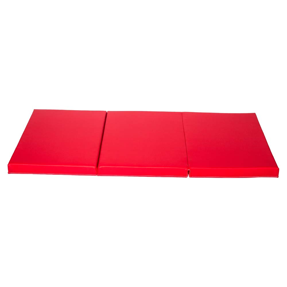 Premium Portable Foldable Gymnastic Yoga Mat - Non-Slip Exercise Mat for Home & Gym Workouts, Yoga, Pilates, Stretching - Vibrant Red Color (MK-2023)