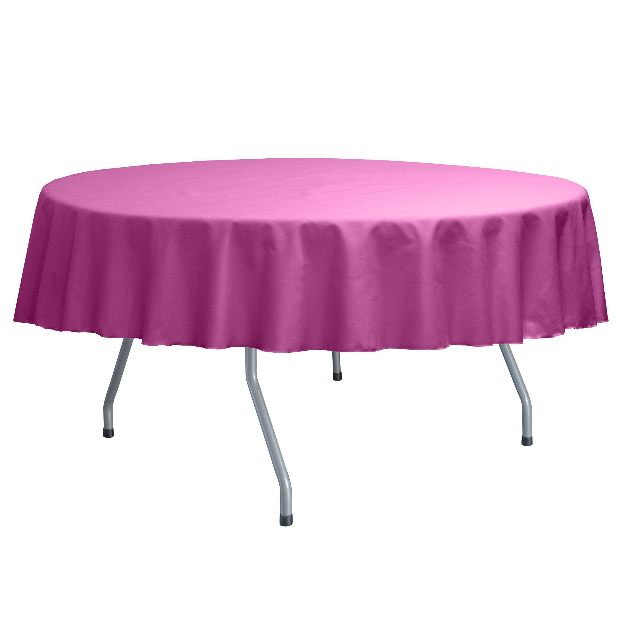 Premium 60-Inch Round Tablecloth - Poly-Cotton Twill Fabric, Raspberry Red, Fits Tables Under 60