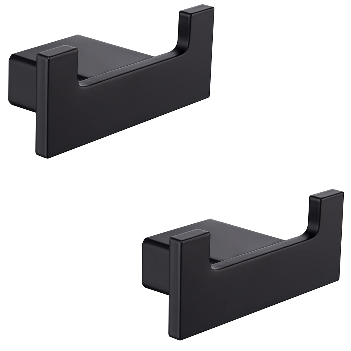 Premium Black Double Towel Hook - Heavy Duty SUS304 Stainless Steel Bathroom Wall Mounted Hooks for Towels, Robes & Coats - Matte Black Square Hand Towel Holder (96009-8MB-2) - Perfect for Bathrooms, Spas, Gyms & Laundry Rooms