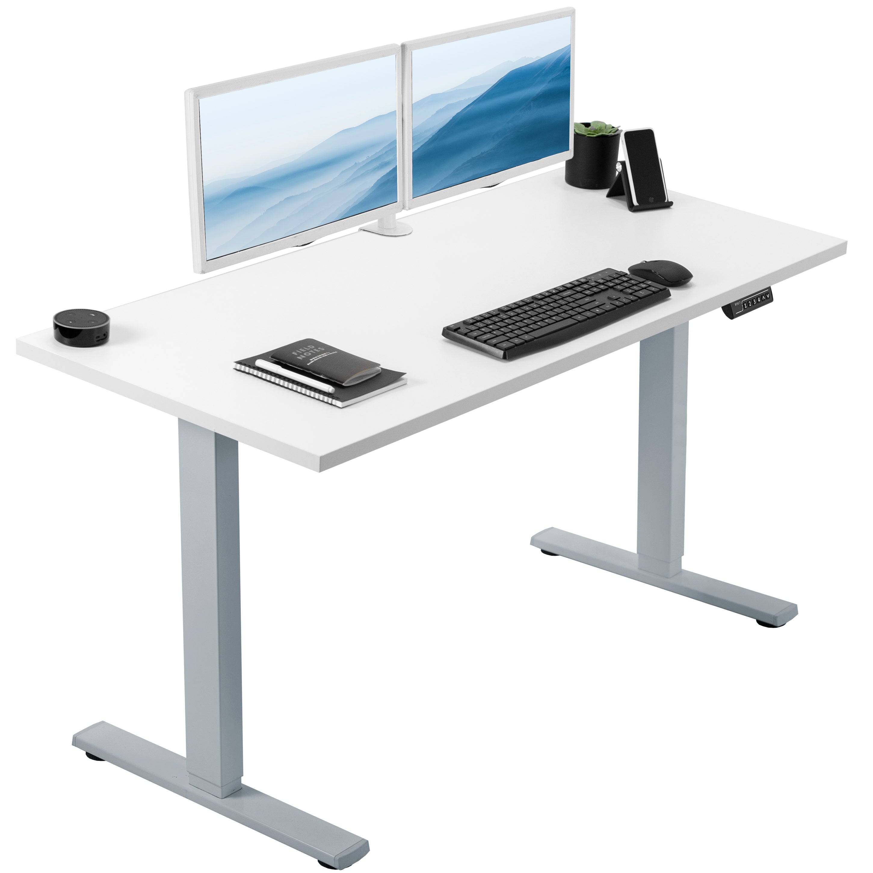 1BS Series Electric Standing Desk with Square Corner Top - Adjustable Height Home Office Desk for Work, Study & Gaming - Ergonomic Workspace Solution