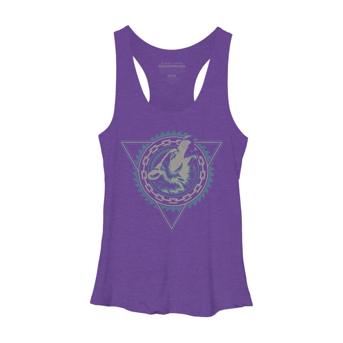 Design By Humans Women's One Wolf Saw Racerback Tank Top - Soft Graphic Tee for Casual Wear, Gym & Summer Outfits