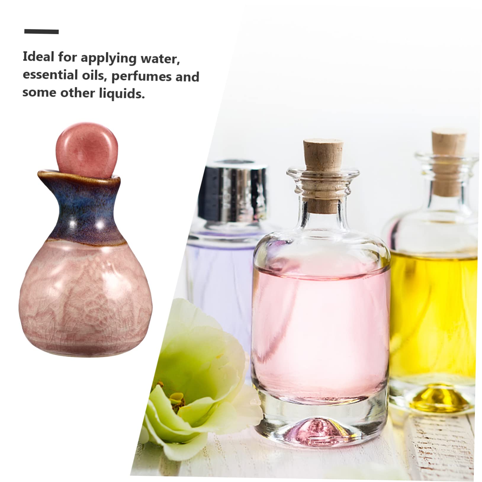 WOONEKY Refillable Ceramic Perfume Oil Bottles - Wide Mouth Empty Perfume Bottle Set for Essential Oils & Aromatherapy - Perfect for Travel, Home Decor & Gift Giving