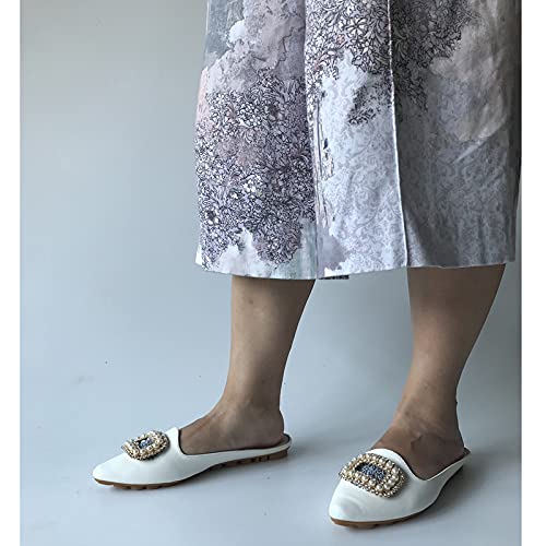 Sparkly Rhinestone Mules for Women - Pointed Toe Slip-On Dress Shoes | Comfortable Backless Loafers & Elegant Slides for Parties, Weddings & Office Wear