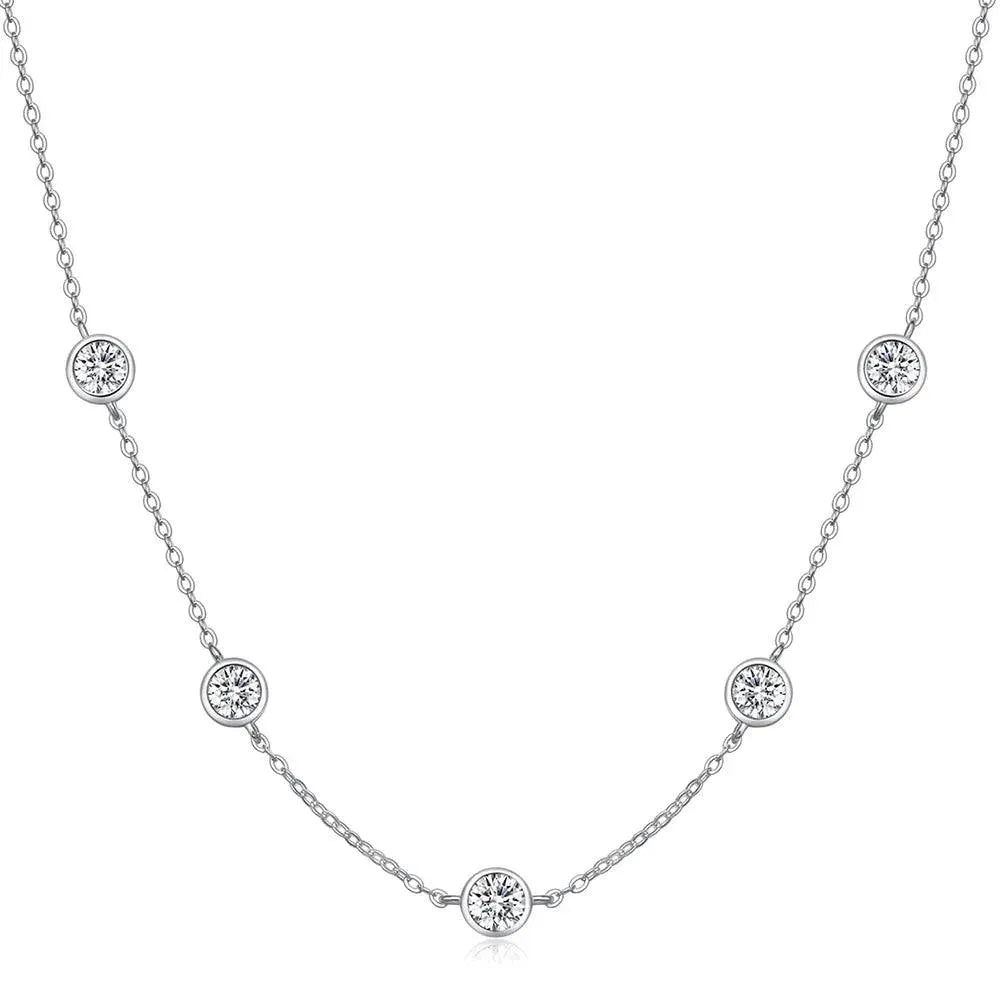 5mm 5-Stone Bubble Moissanite Necklace - Certified GRA 18K Gold Plated 925 Sterling Silver Diamond Choker Chain for Women | Elegant Gift for Anniversary, Wedding & Special Occasions