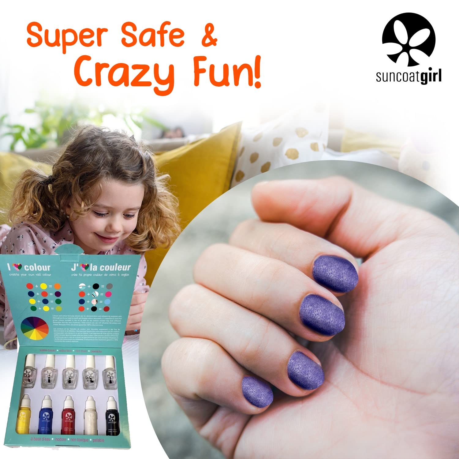 Suncoat Girl Color Creation Kit - Non-Toxic Water-Based DIY Nail Polish for Kids | Safe & Fun Nail Art Set | Perfect for Birthday Parties, Playdates & Creative Play