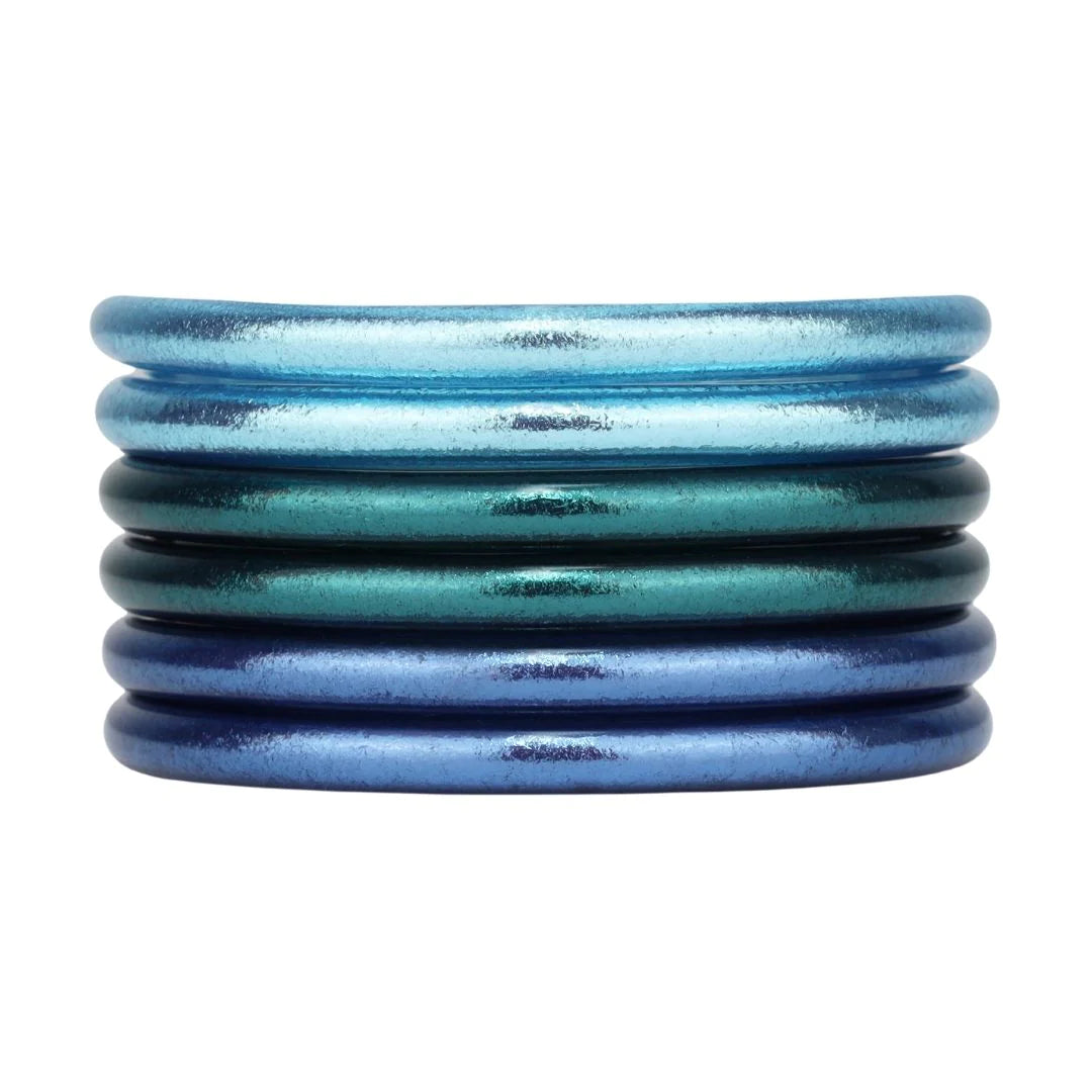 BuDhaGirl All Weather Bangles Set of 6 - Waterproof & Durable Ocean-Inspired Bracelets for Beach, Travel, and Everyday Wear