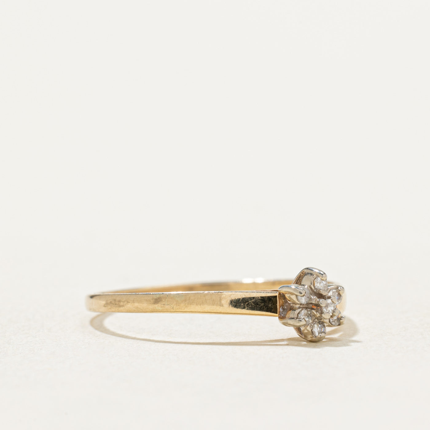 10K White Gold Diamond Petal Petite Ring - 0.03ctw, Size 6.25 - Elegant Wedding Band, Anniversary Gift for Her, Everyday Jewelry