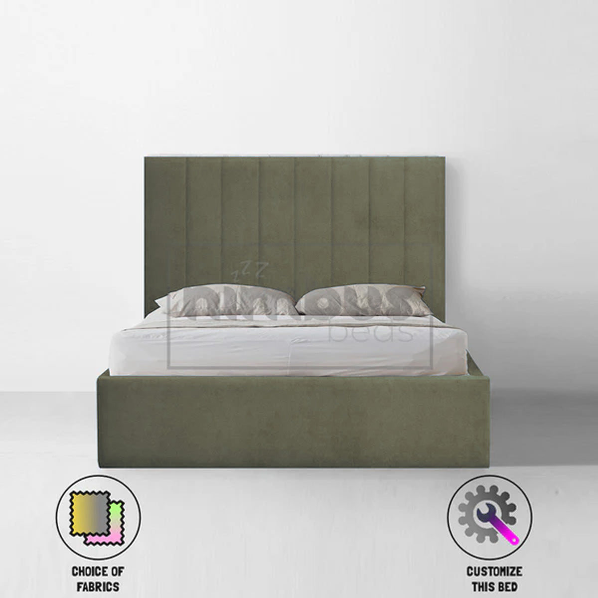 Vertical Panel Bed Frame - Modern Queen Size Bed with Sturdy Metal Frame & Easy Assembly - Perfect for Small Spaces, Apartments & Guest Rooms