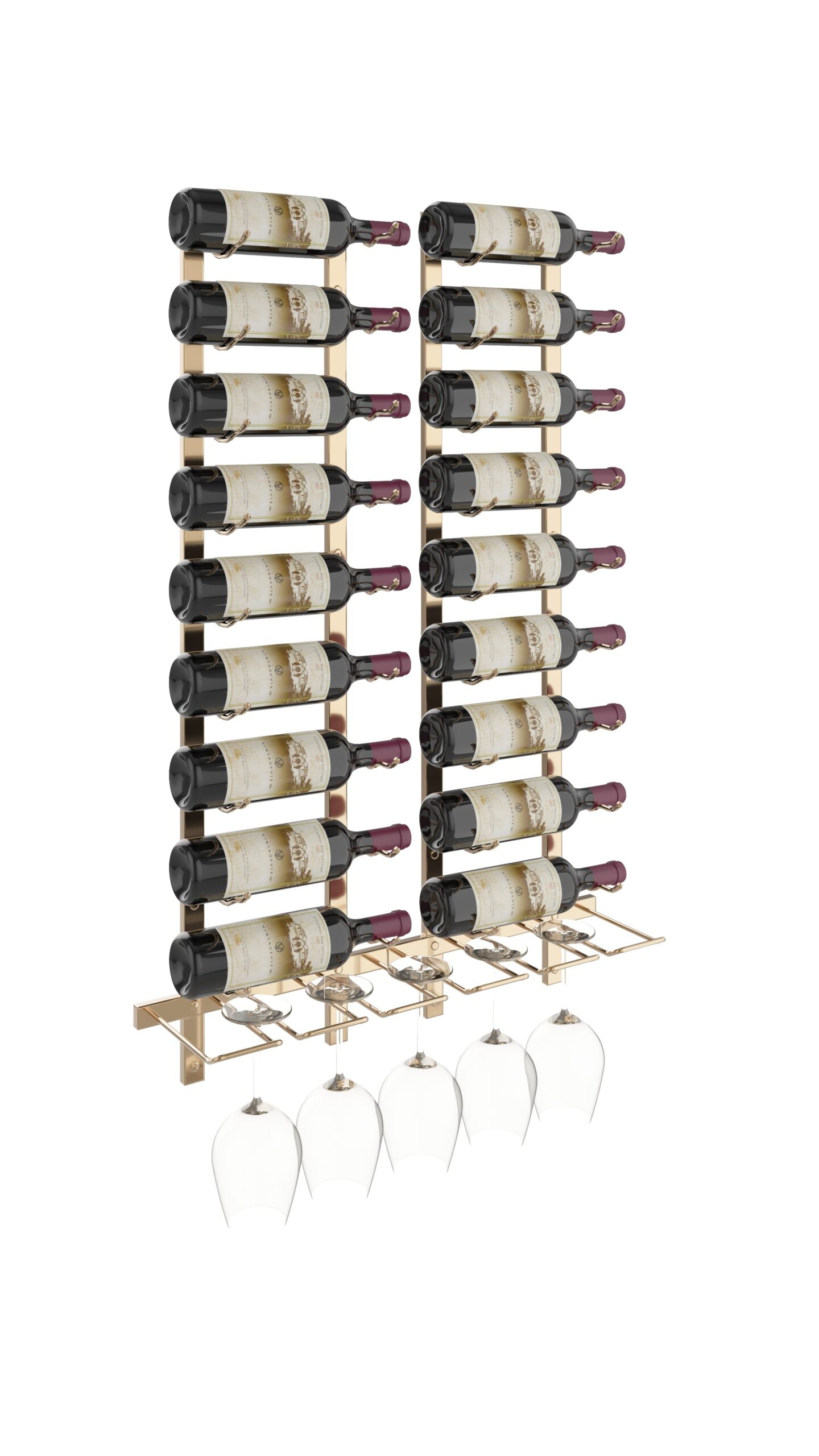 VintageView Wet Bar Wine Rack Kit - Holds 18 to 54 Bottles - Wall Mounted Wine Storage for Home Bars, Restaurants & Entertaining Spaces