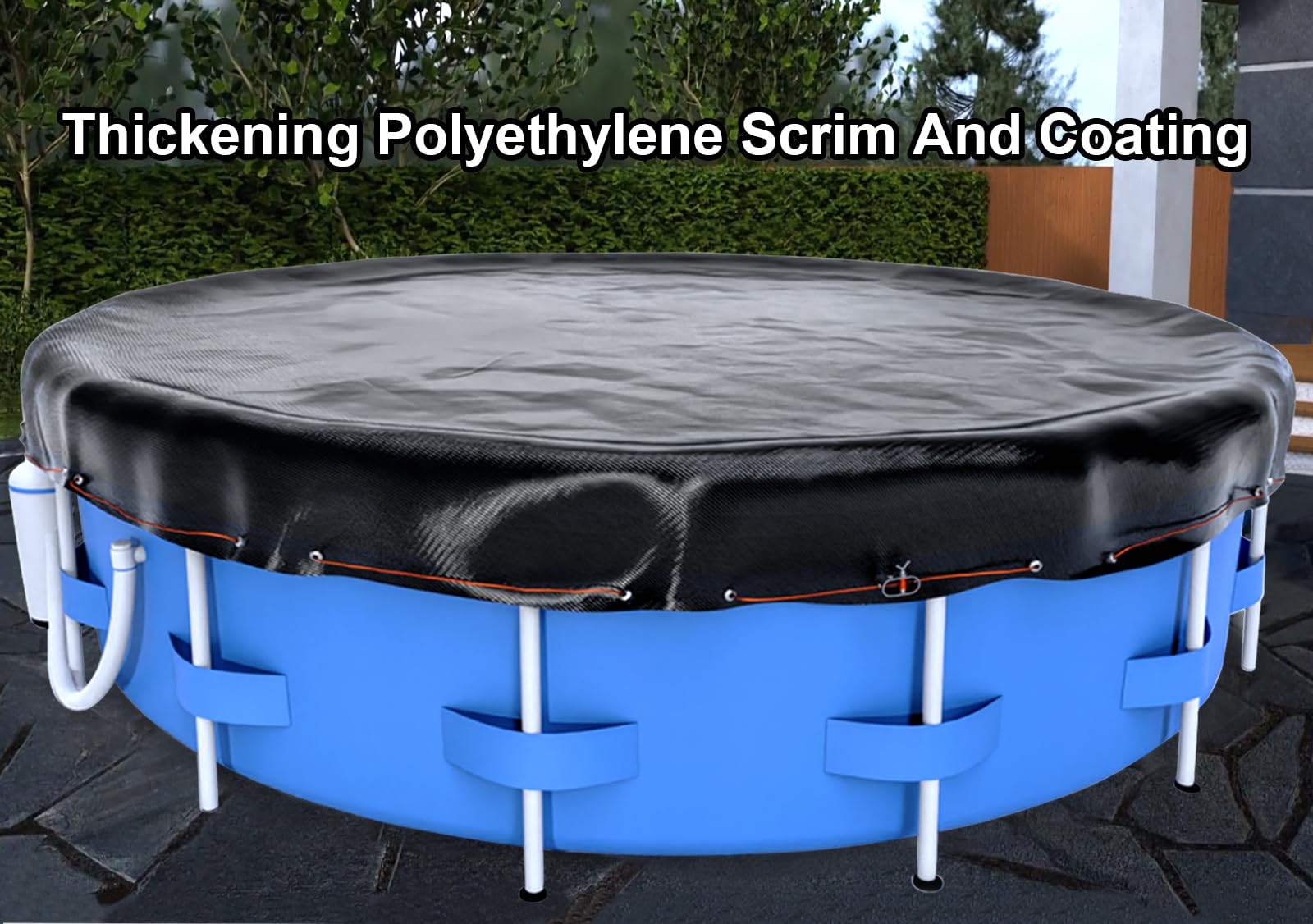28ft Round Solar Pool Cover for Above Ground Pools - Heavy Duty Winter & Summer Protection with Winch & Cable - Waterproof, Dustproof, UV Resistant - Ideal for Swimming Pool Maintenance & Seasonal Protection